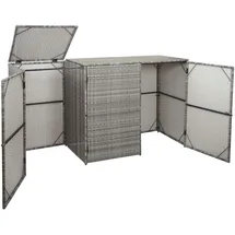 Mendler 3er-Mülltonnenverkleidung HWC-E25, Mülltonnenbox Mülltonnenabdeckung, Poly-Rattan 3x120l ~ grau