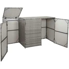 Mendler 3er-Mülltonnenverkleidung HWC-E25, Mülltonnenbox Mülltonnenabdeckung, Poly-Rattan 3x120l ~ grau