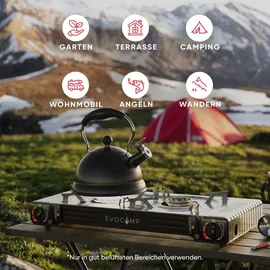 evocamp Gaskocher 2-flammig mit Piezozündung