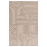 tesso living Kurzflor Teppich, Wohnzimmer, Boho Geometrisch -Beige - 160cm x 230cm - Moderner Superweicher Teppich