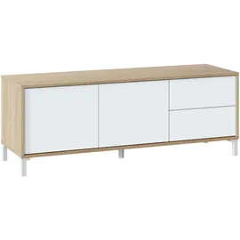 Loungitude Brooklyn TV-Lowboard 130 x 47 x 41 cm Weiß/Eiche