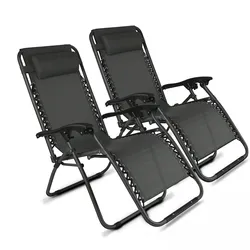 Oviala Business 2er-Set Lounge-Sessel aus grauem Stahl