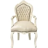 Casa Padrino Barock Esszimmerstuhl mit Armlehnen Creme / Creme - Möbel Barock Stuhl