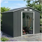 BRAST Gartenhaus Gerätehaus Geräteschuppen Metall, TÜV geprüft, viele Größen, BxT: 235x217 cm, mit Satteldach & Doppelschiebetür, wetterfest wasserdicht grau 235 cm x 217 cm