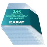 KARAT 10,25 m2, Transparent 6 mm, Gewächshaus Stegplatten mit hoher Formbarkeit - 14 Stück - 60,5 x 121 cm - Hohlkammerplatten Doppelstegplatten aus Polycarbonat
