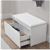 [en.casa]® [en.casa] Sitzbank »Degerfors« 80x39x45 cm mit Schublade Weiß