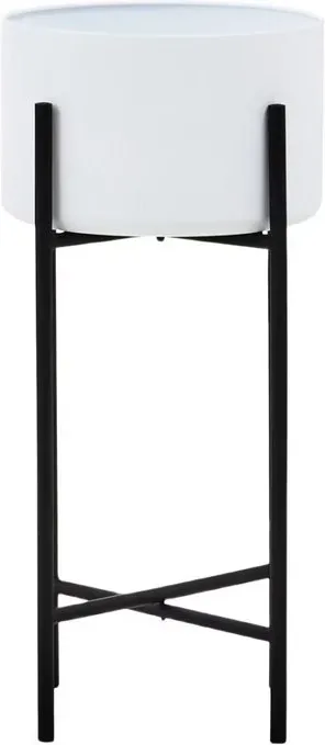 Premier Housewares Großer weiß-schwarzer Standtopfpflanzer mit modernem Design, robuster, langlebiger Garten-Blumentopf