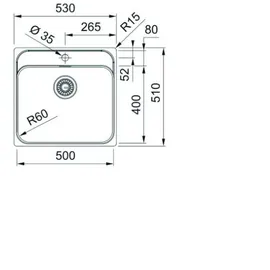 Franke Smart SRX 210-50 A rechts Einbau Edelstahl Handbetätigung 530 x 510 mm