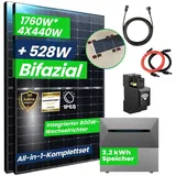 All In One 1760W Solaranlage Komplettset inkl. Speicher 3,2 kWh Anker SOLIX Solarbank E1600 PRO mit Smarter Zähler und Aufständerung Süd Basis