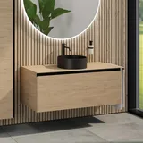 rivea Dia Unterschrank B: 120 mit 1 Auszug, Waschtisch Ø 38 cm schwarz matt, BR0535BM+BR0039SO+BR0004SO,