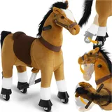 Tectake tectake® Schaukelpferd auf Rollen, verschiedene Größen, realistisches Design, rutschfeste Gummigriffe und -pedale