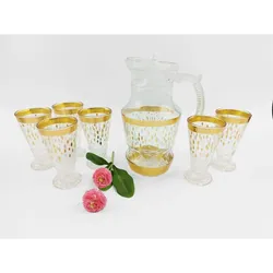 Wasserkaraffe-Set mit 6 Gläser Glaskaraffe Glaskrug Glaskaraffe Glaskrug