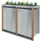 Mülltonnenverkleidung Typ-LW, 2x 120l, Türfarbe Edelstahl