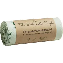 TSP Bio Müllbeutel, 10 Liter, 100% heim-kompostierbar, 43 x 47 cm 4001 , 1 Rolle = 25 Beutel