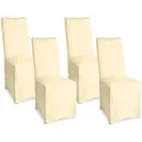 Beautissu Stuhlhusse Leona Stretch Ecru