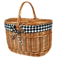 MyBer® Korb Picknickkorb Tragekorb mit 2 Deckeln Weidenkorb Vollweide Einkaufskorb geflochten K12-027-SDGW