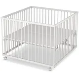 Sämann Babybett Laufgitter 100x100 cm weiß Premium Kollektion Laufstall für Babys weiß