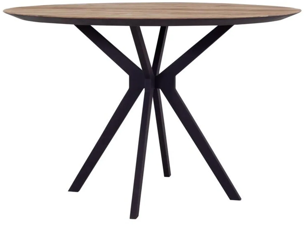 Bartisch Metropole aus recyceltem Teakholz, modern, rund, Natur, Gestell Schwarz, Ø 140 cm