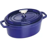 La Cocotte Topf 2,35 l oval blau aus Gusseisen gefertigt