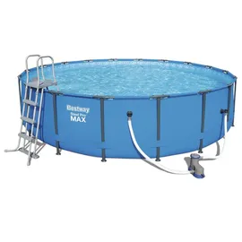 BESTWAY Steel Pro Max Frame Pool Set 549 x 122 cm lichtgrau inkl. Filterpumpe