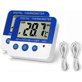 Kühlschrank-gefrierschrank-thermometer Mit Hoch- Und Niedrigtemperaturalarm Und Led-anzeigen (2er-pack)