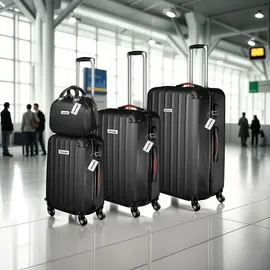 Tectake Koffer-Set 4-tlg. schwarz