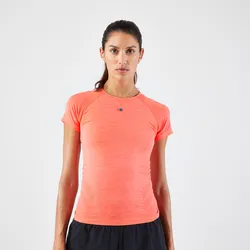 Laufshirt kurzarm Trailrunning Damen nahtlos - Run 500 Komfort Slim koralle, orange|rosa|rot, XS