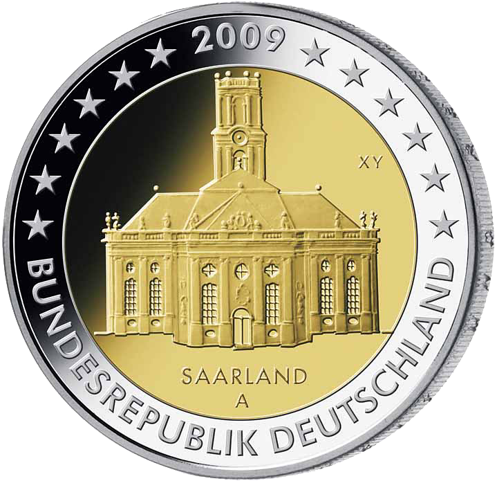 Die deutsche 2-Euro-Gedenkmünze 2009 "Saarland" - einzeln