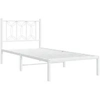 VidaXL Metallbett ohne Matratze mit Kopfteil Weiß 75x190 cm