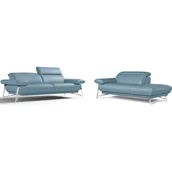 Egoitaliano Polstergarnitur »Anais, Design mit hohem Sitzkomfort für mehr Bequemlichkeit«, Set: bestehend aus Sofa und Ottomane, inkl. Kopfteilverstellung Egoitaliano himmelblau