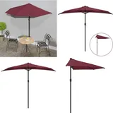 Balkon-Sonnenschirm Alu-Mast Bordeauxrot 270x144x222cm Halbrund - Balkonschirm - Halbmondschirms - Sonnenschutz - Gartensorgen - Sommergarten - Home