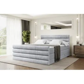 altdecor Boxspringbett CELESTIA-Z KING - 160x200 - H3/H4 - Hellgrau