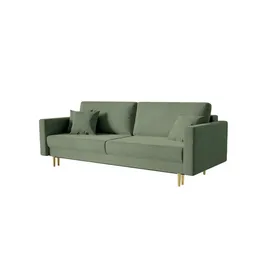 Selsey Schlafcouch Samt 3-Sitzer Olivgrün