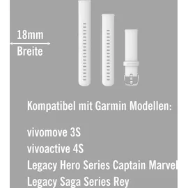 Garmin Schnellwechsel-armbänder weiss/silber 18 mm
