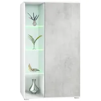 Vladon Vitrine, Hellgrau, 71.5x134x35 cm, Wohnzimmer, Wohnwände, Vitrinenschränke