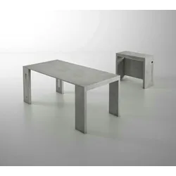 Dmora Ausziehbarer Tisch Glicine, Ausziehbarer Esstisch, Mehrzweckkonsole mit ErWeißerungen, 100% Made in Italy, 186x80h76 cm, Beton
