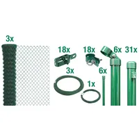 GAH Alberts Alberts Maschendrahtzaun Komplettset zum Einbetonieren, grün, 2 m hoch, 75 m lang