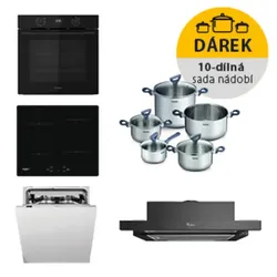 Whirlpool Backofen OMK58CU1SB + Induktionskochfeld WSQ7360NE + Geschirrspüler WIC3C26F + Dunstabzugshaube AKR7491NB