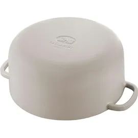 BALLARINI Bellamonte Auflaufform Bräter Dutch Oven Emailliertes Gusseisen rund 26 cm 5,5 L Elfenbeinweiß