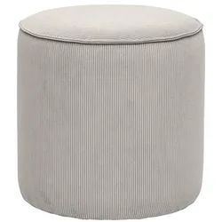 Runder Samtpouf in Taupe mit Rippenmuster D40 cm PAUL