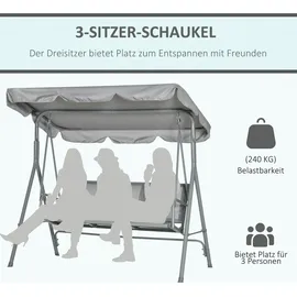 Outsunny Hollywoodschaukel Grau 3-Sitzer