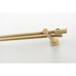 Gardinenstange GARESA "PANDRI", beige (natur), L:210cm Ø:20mm, Holz, Gardinenstangen, Vorhanggarnitur, verlängerbar, gerader Knopf mit Ausschnitt