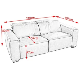 KAWOLA Sofa FINN 3-Sitzer mit Relaxfunktion Leder cremeweiß