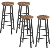 Woltu Barhocker Bistrohocker Tresenhocker Barstuhl, aus Stabilem Stahl, Stizfläche Aus Mdf, Schwarz Holz Vintage