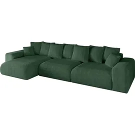 altdecor Ecksofa Cord mit Schlaffunktion 2-Sitzer Grün