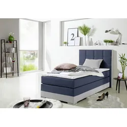 Boxspringbett INOSIGN, blau, B:103cm L:210cm, Komplettbetten, Boxspringbett, inklusive Topper und Wendekissen