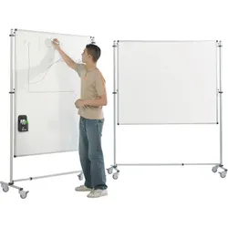 Fahrbare Tafel Weiß in Stahlemaille