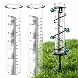 Angoily 2er Set Regenmesser aus Glas – Präziser Messzylinder für Niederschlag – Frostsicheres Borosilikatglas – Genaue Skala – Wetterfester Ersatz für Regenmesser – Garten & Außenbereich – 21cm
