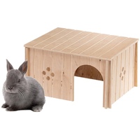 Ferplast Kaninchenhaus, Kaninchenkäfig Zubehör, mit Flachdach und Belüftungslöchern, im Bausatz, 37 x 27,7 x H. 20 cm, SIN 4647 Holzhaus Kaninchen