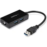 Startech StarTech.com USB 3.0 Gigabit Netzwerk Adapter mit 2 Port USB Hub - Native Treiber-Unterstützung (Windows, Mac und Chrome OS)